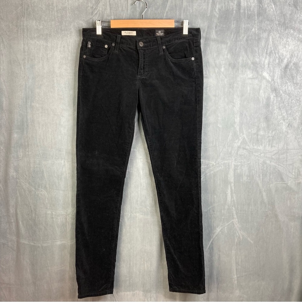 AG Adriano Goldschmied Womens Pants The Legging Super Skinny Velour Black Sz 31R